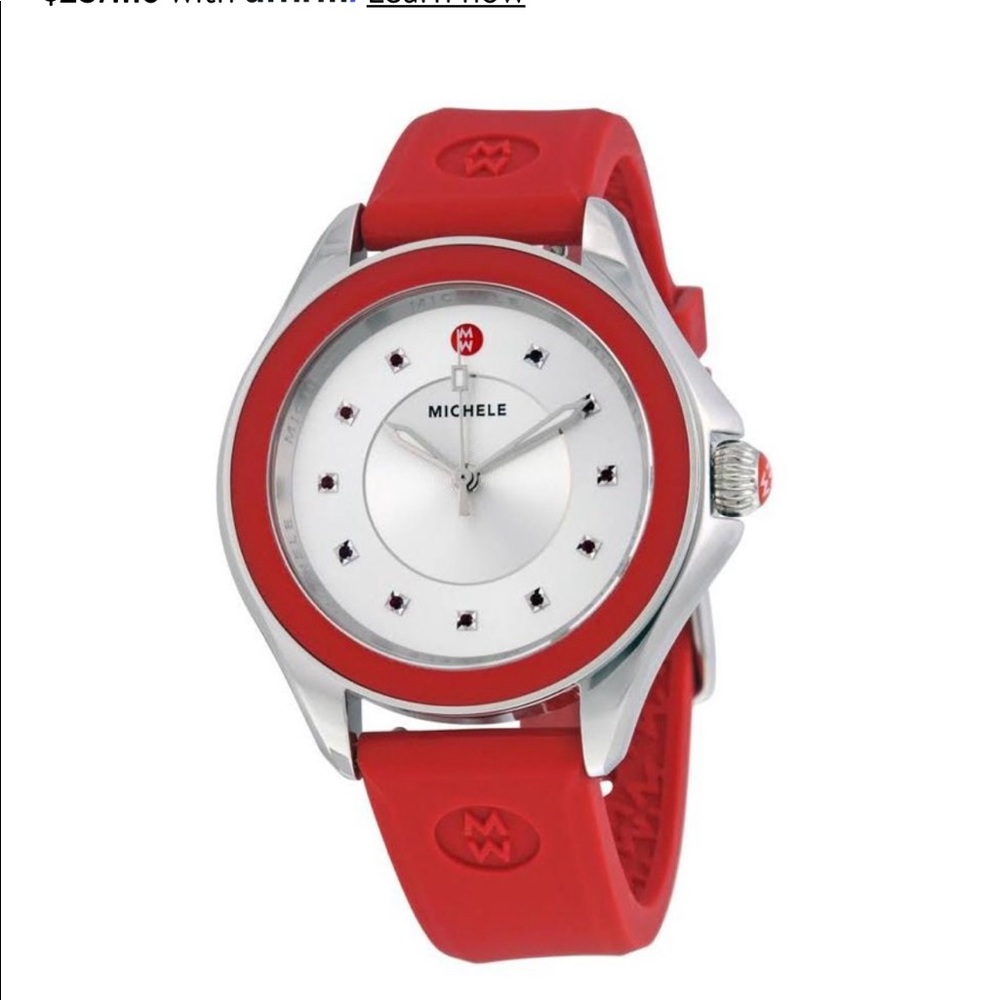 MICHELE Cape Topaz Red 40mm Women's Watch with Silicone band